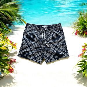 Troops of tomorrow Men's navyPrint Drawstring Swim Trunks Size M